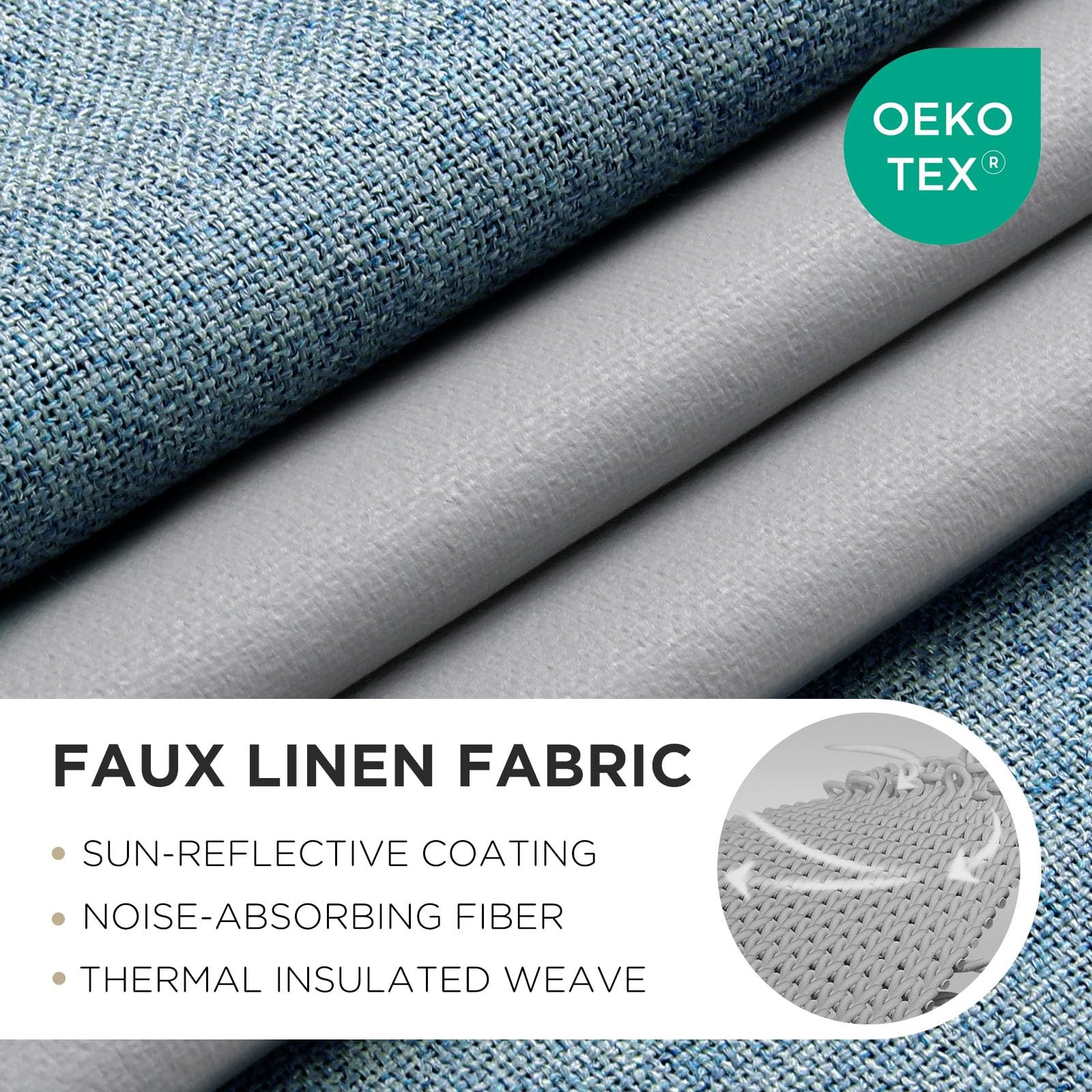 Light Blue Blackout Curtains 52W X 96L Pack Of 2 Energy Saving Thermal Insula…