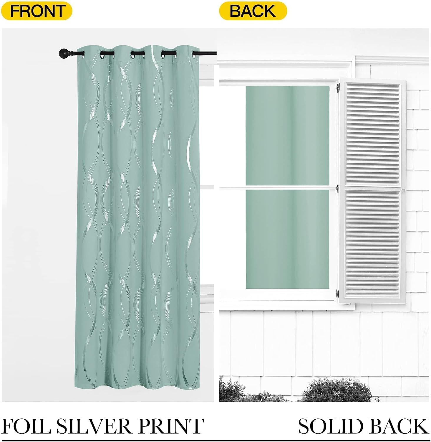 Aqua Blue Floral Blackout Curtain Panels 84 Inches 2 Pieces, 52 Inches Wide Ligh