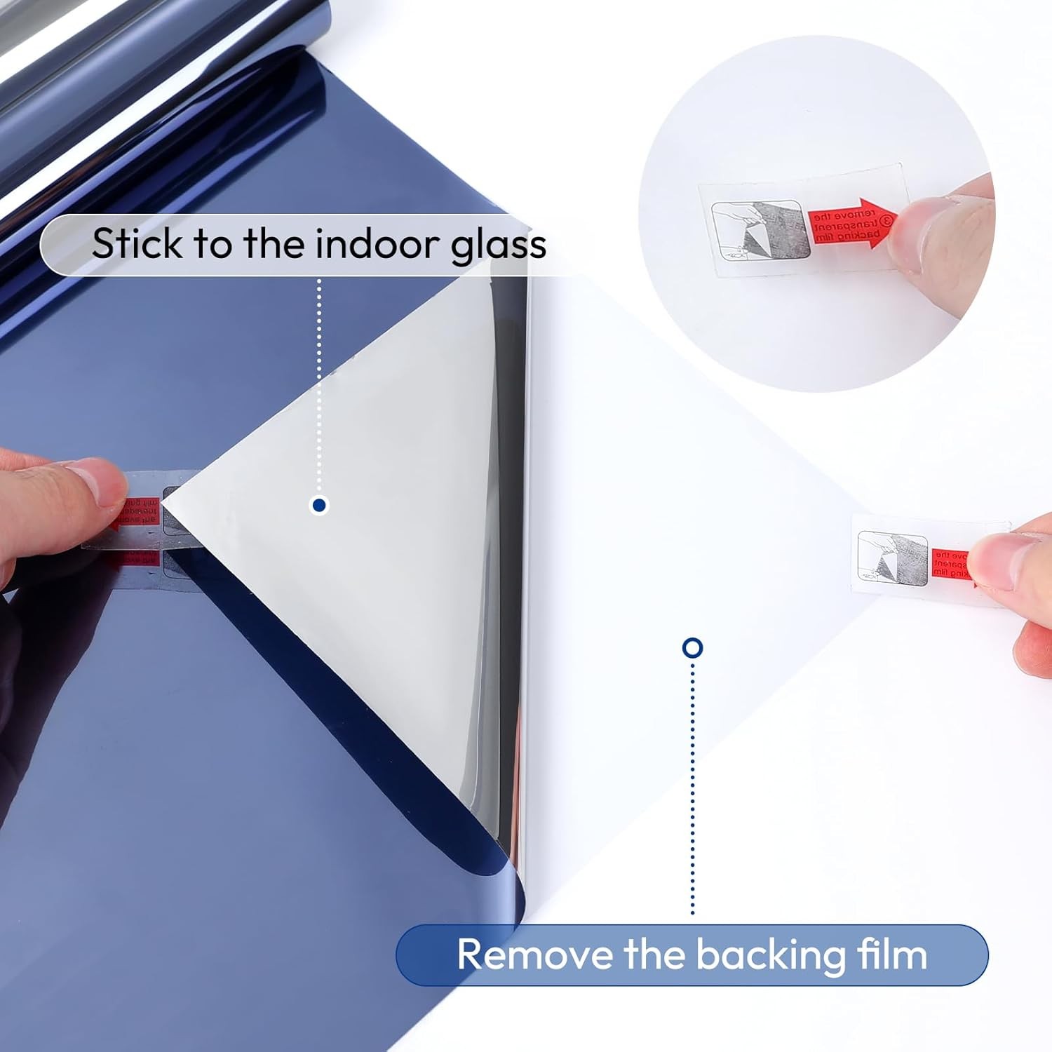 rabbitgoo Heat Reflective One Way Mirror Window Film Privacy Tint Blue Silver
