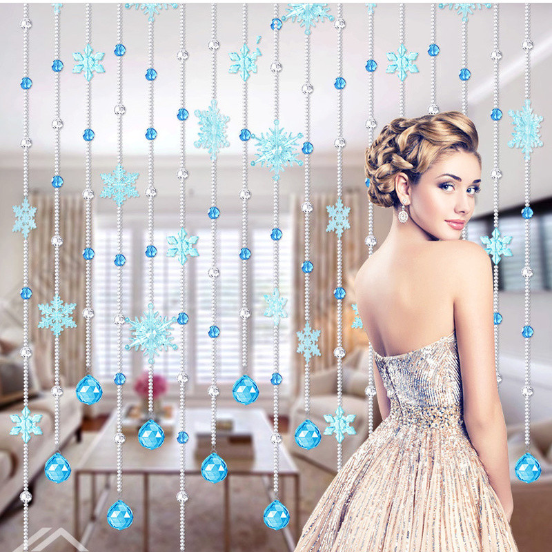 25 Strings Snowflake Beaded Curtain Glass Crystal Doorway Drape Home Divider Art