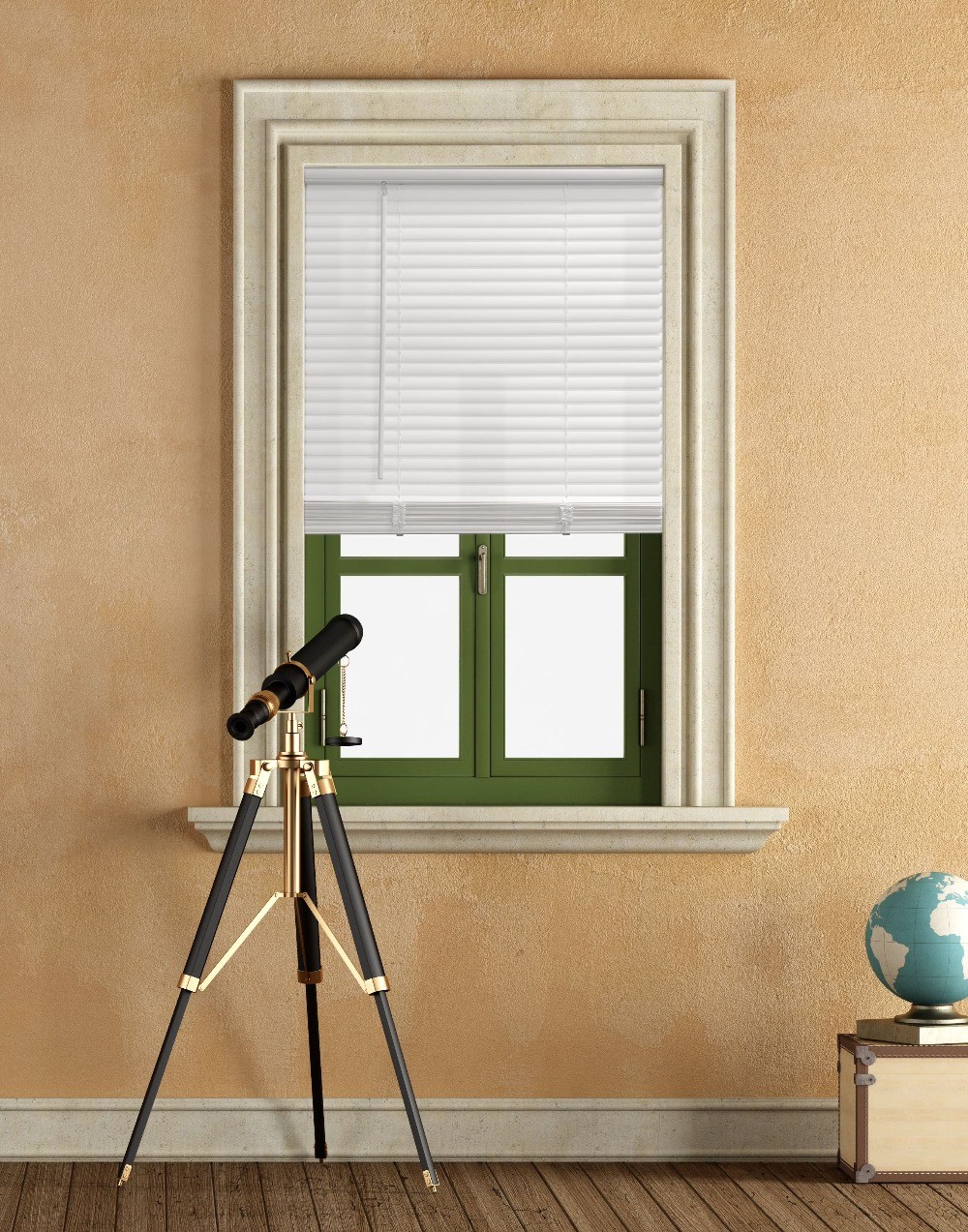 (2 pack) 1″ Cordless Vinyl Light Filtering Mini Blinds, White, 34″ W x 64″ L