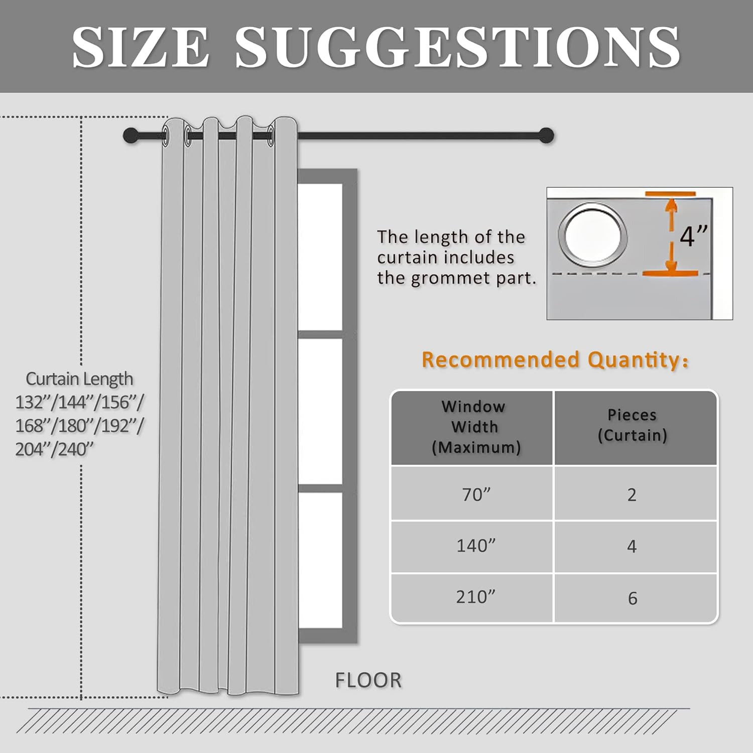 20Ft Blackout Curtain Panel, Thermal Insulated for High Ceilings, 50”W x 240”L