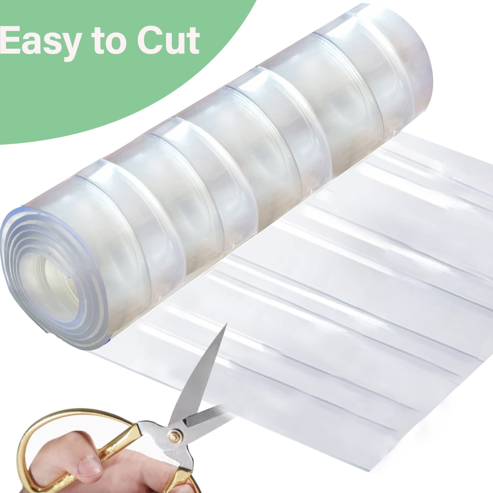 Plastic Vinyl Strip Curtain 7.5ft x 7.6in Clear Waterproof Ribbed PVC 0.07 Thk