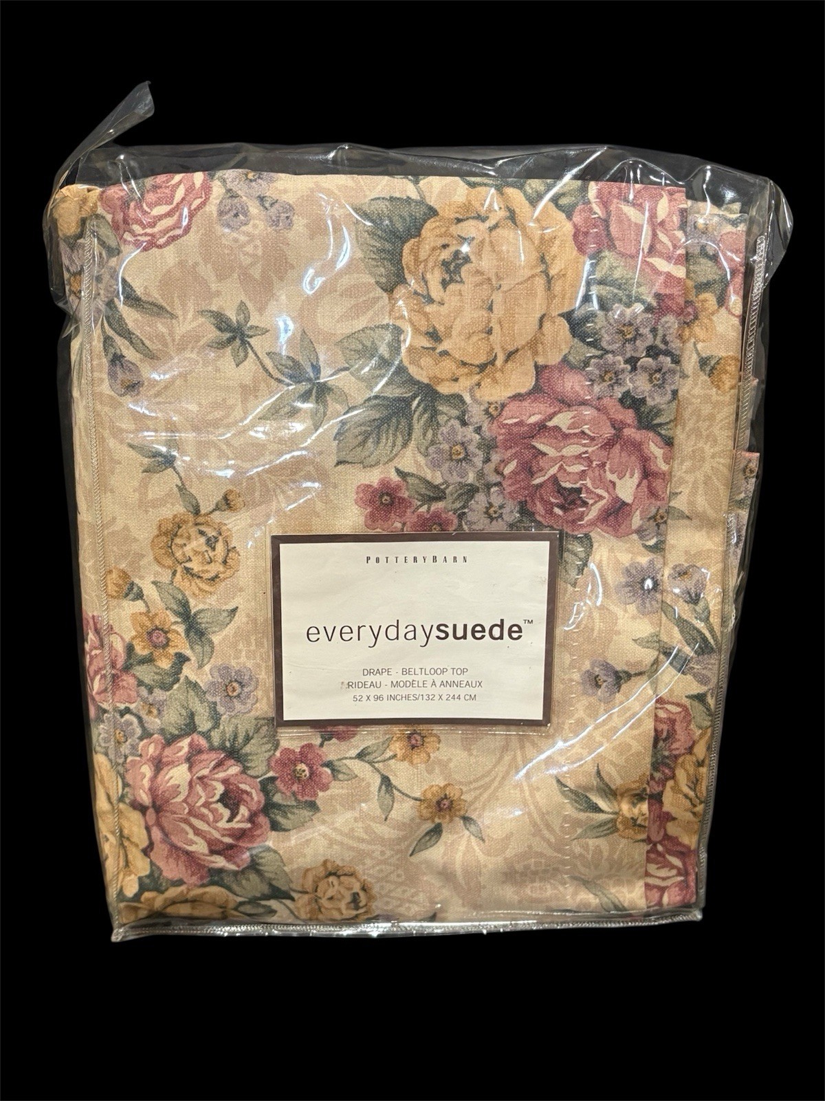 NOS Pottery Barn Cotton Blend Drape Vintage Curtain (1) ~ 52 x 96 Floral