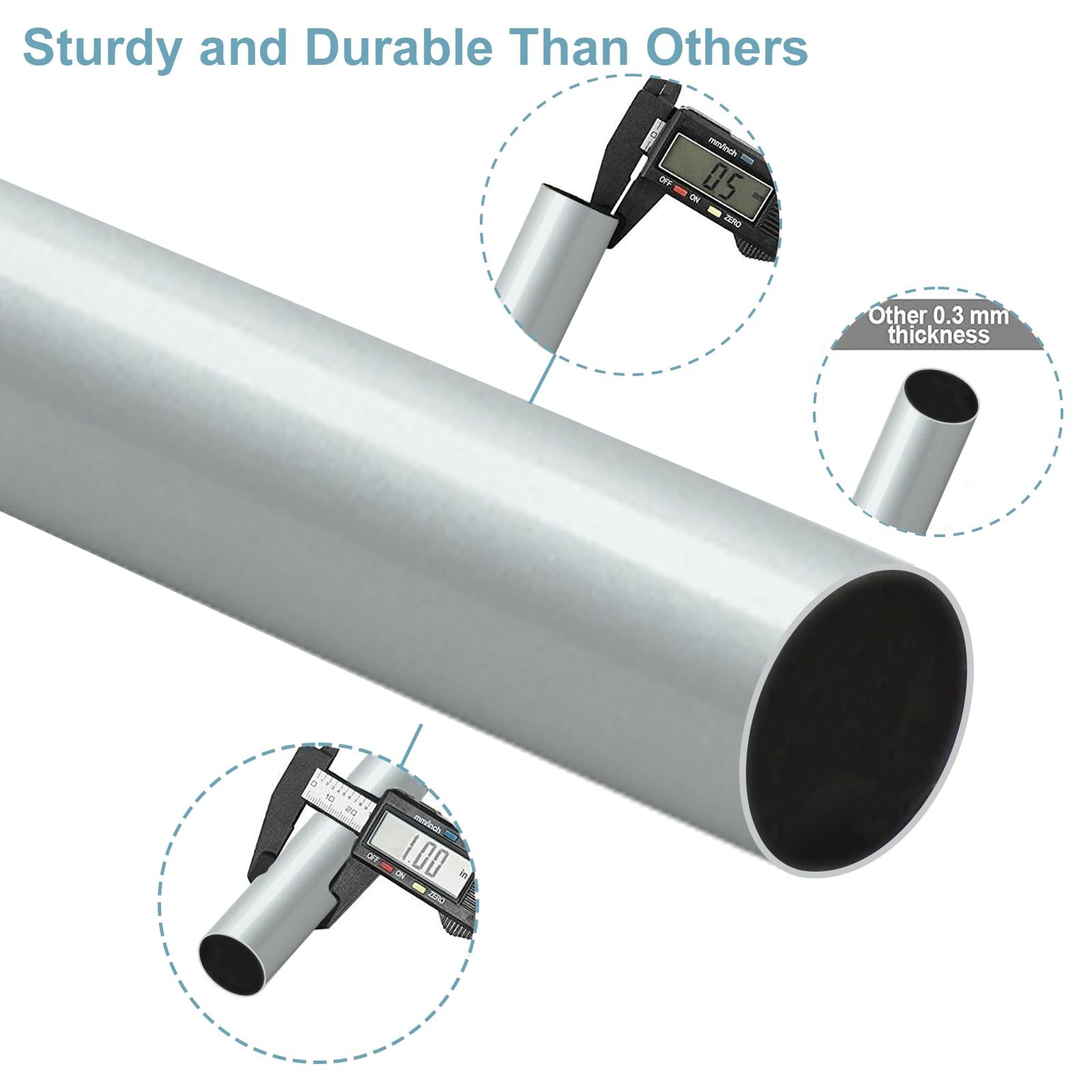 Byondeth Curtain Rods for Windows 16 to 144 Inches 16″ 144″, Silver Gray