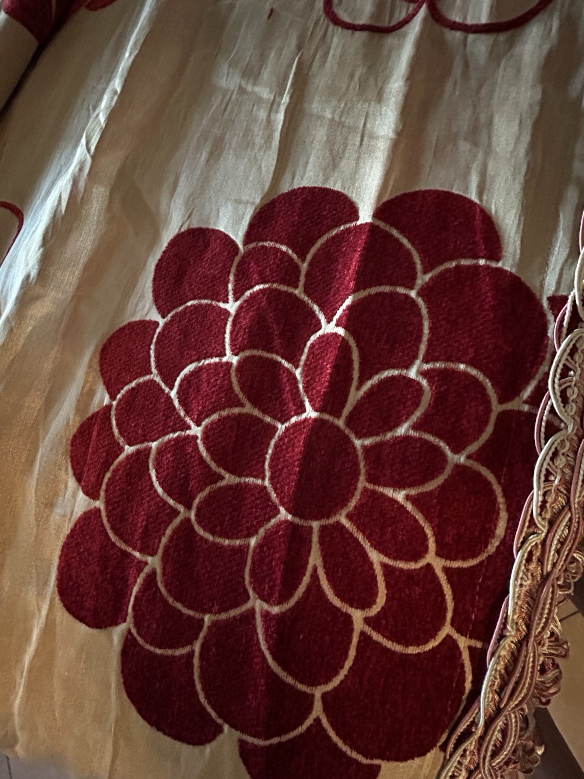 Custom Pleated Drapery Panels Pair 108”L Silk? High-end Tassel Trim 45”W
