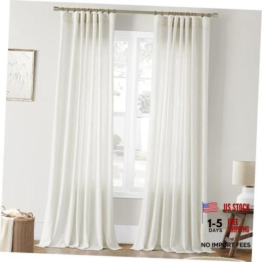 Linen Curtains 96 Inches Long for Living Room 52″W x 96″L (Pack of 2) Natural