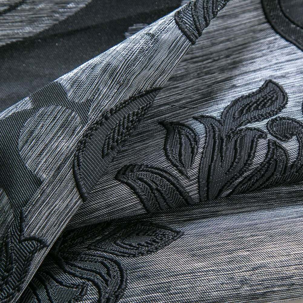 Set 2 Black Damask Elegant Curtains Panels Drapes Pair 84 96 108 in L Darkening