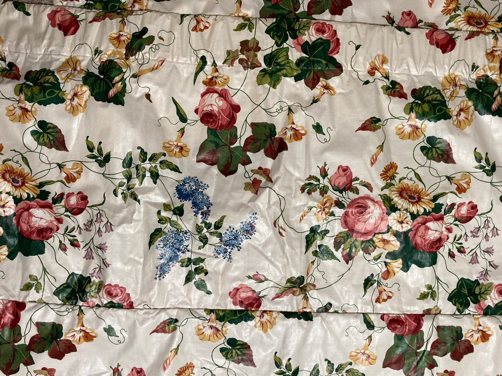 Custom VALANCE Floral POLISHED COTTON Chintz GATHERED Rod Pocket 80’S 24×74