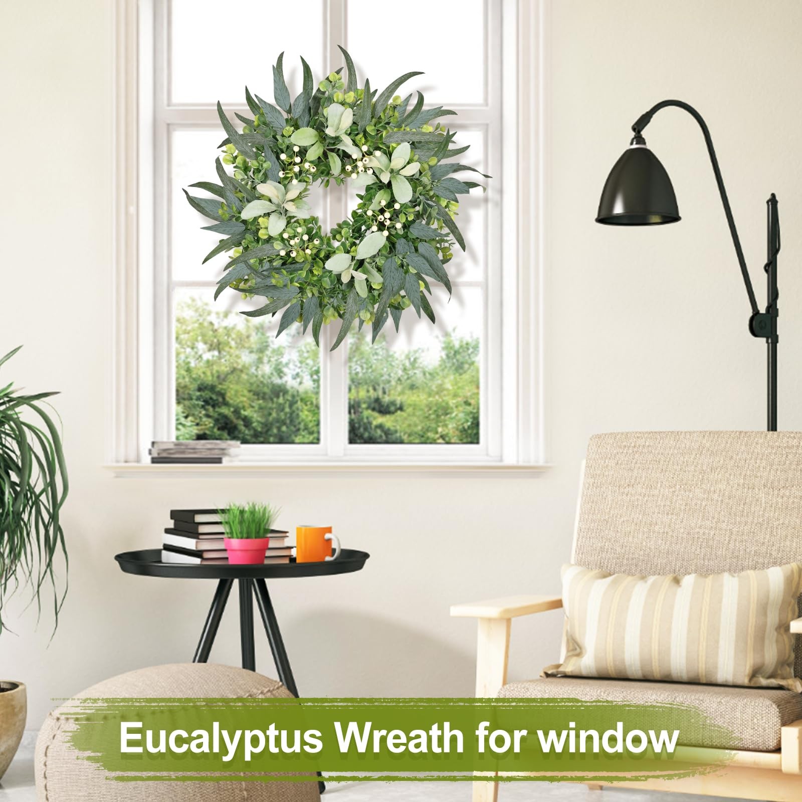 Zmtyykh Eucalyptus Wreath 22 Inch Spring for Front Door 22 inch, Green