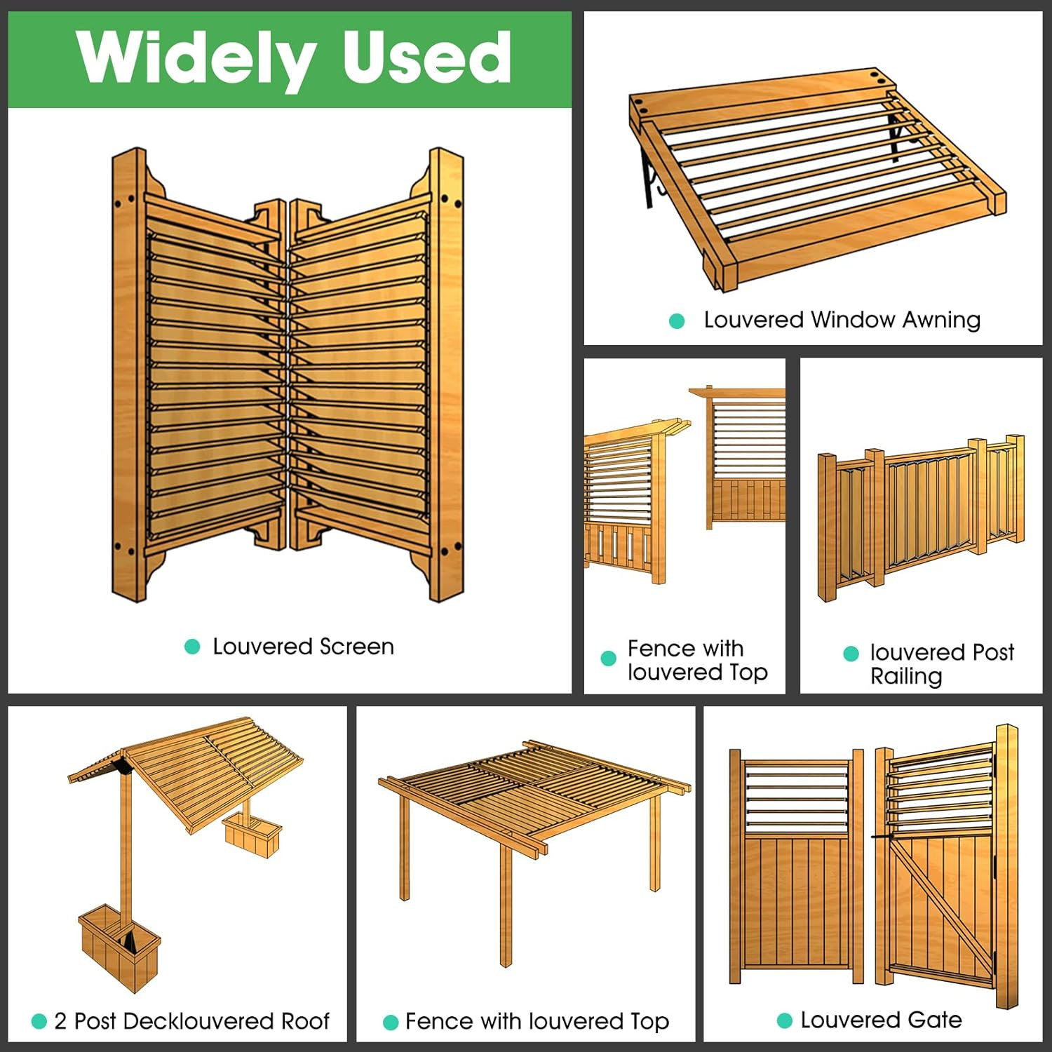 Louver Bracket Kit, Deck Sunblind System Hardware – Metal Louver Brackets for Ou