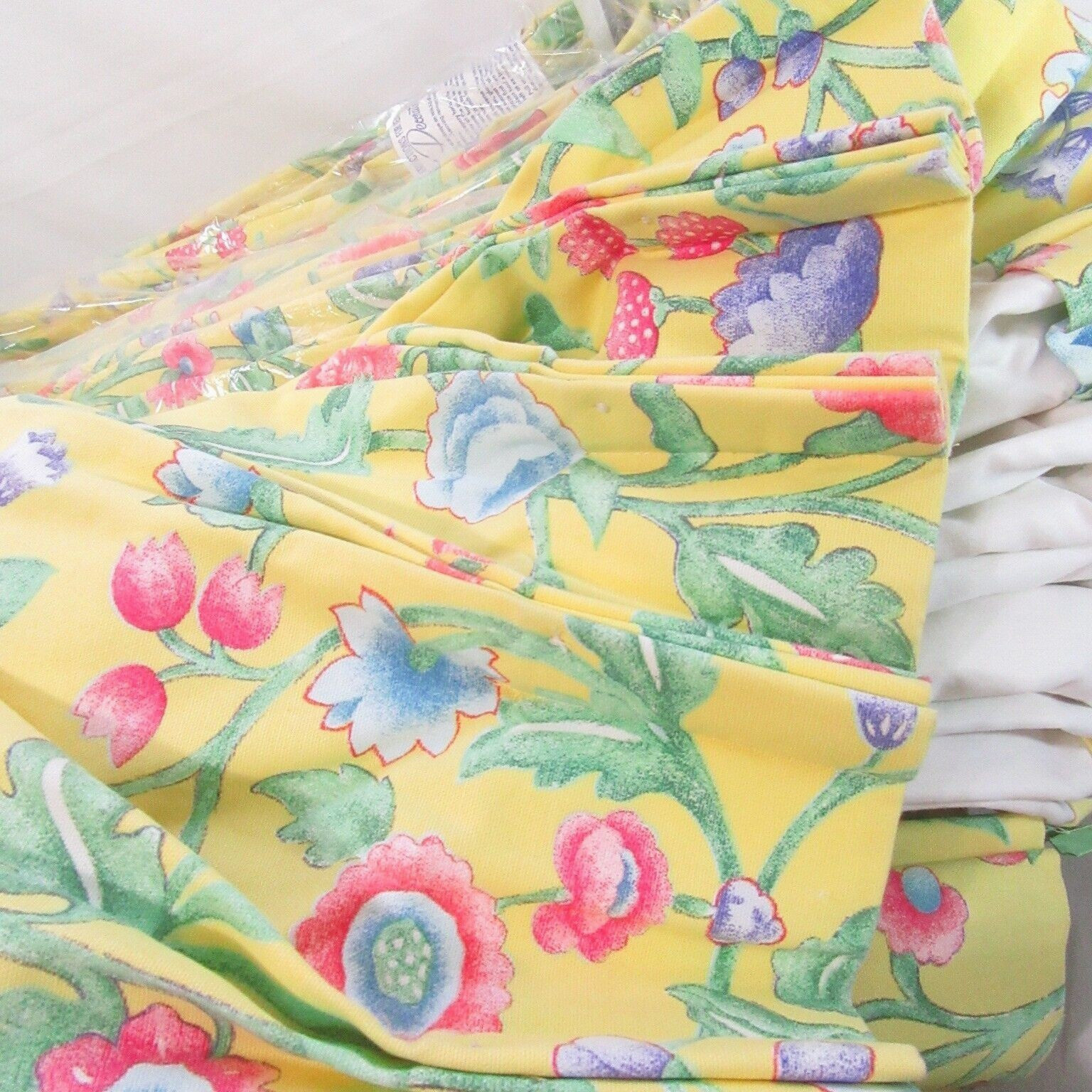 Custom Bright Floral Yellow 2pc 160 x 102 Pinch-Pleat Drapery Panel Set