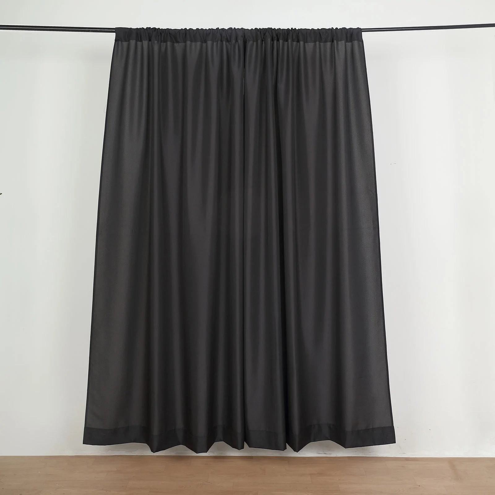 BLACK 2 Drapery Panels 8 ft Polyester Backdrop CURTAINS Rod Pockets Party Events
