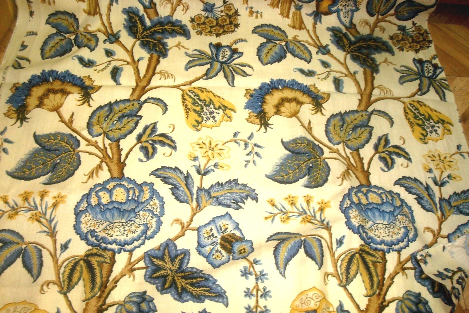 Custom Remade SCHUMACHER Drapes LINEN 2 pc Tree of Life Lined Pleated 103″ lg