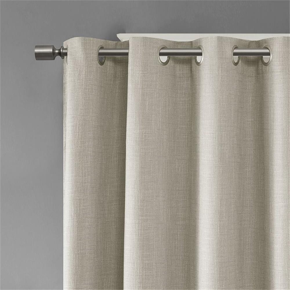 Pemberly Row Polyester Fabric Heathered Window Panel in Taupe Gray