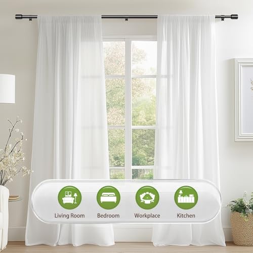 5/8” Diameter Curtain Rods 30-90 Inch, for 30-84 Inch 30-90″/1 Pack Black