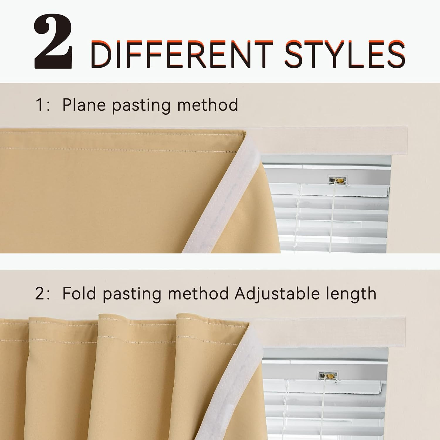 Adhesive Blackout Curtains for Window, Peel-Stick Room Darkener, No Rod, Wall-Sa