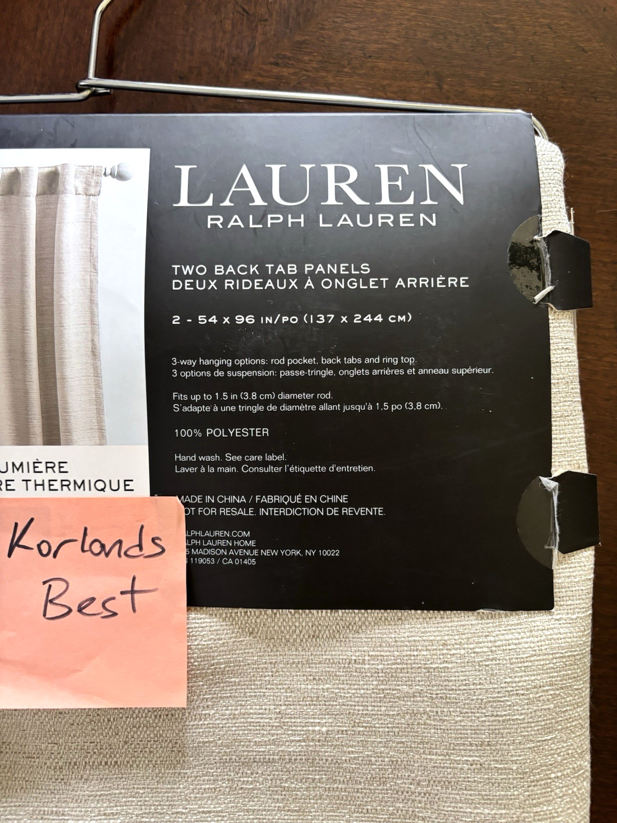 2 Ralph Lauren Maceio Thermal Blackout Back Tab Panels Curtains Linen 54″ x 96”