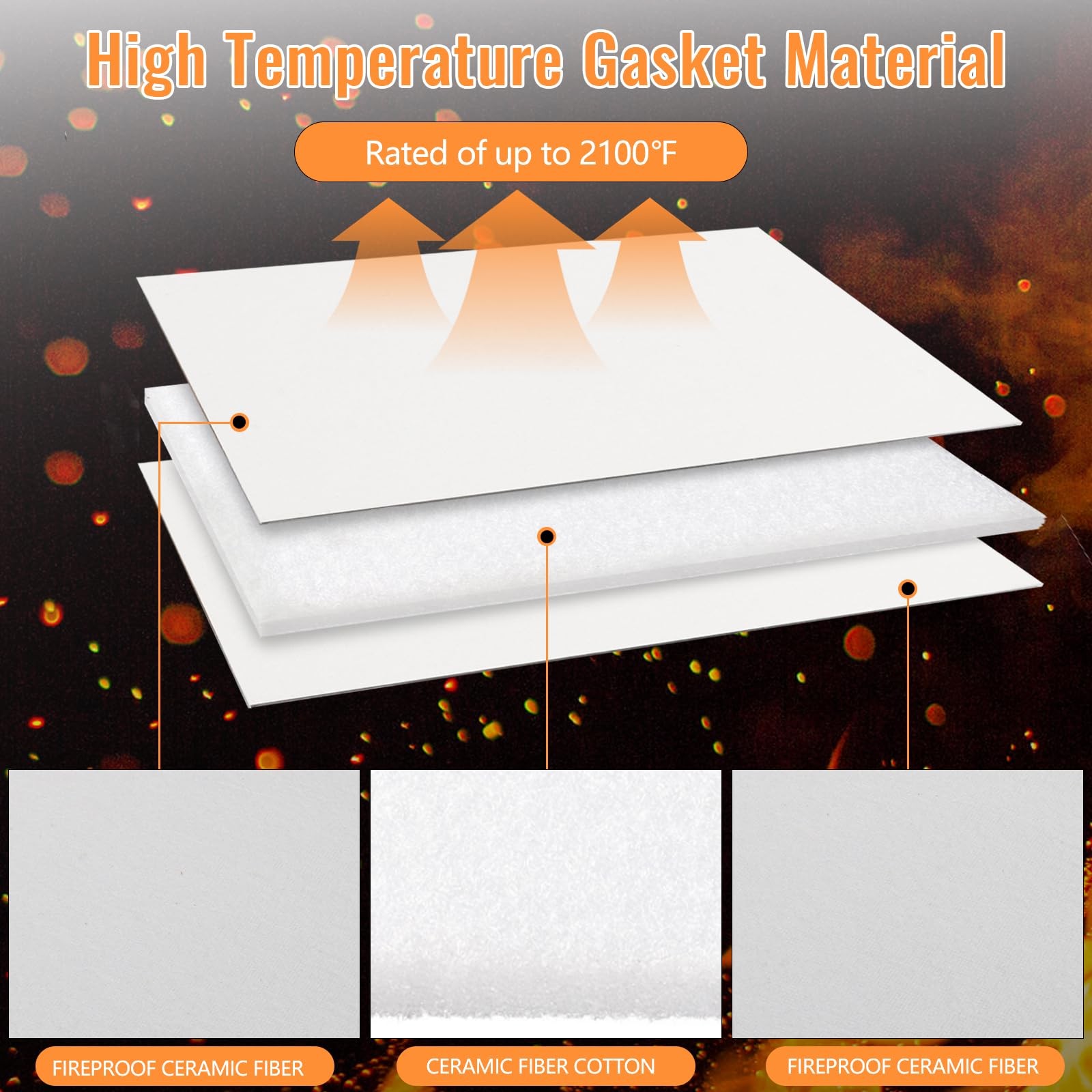 4PCS High Temperature Ceramic Fiber Gasket Sheets Fireproof Insulation Paper