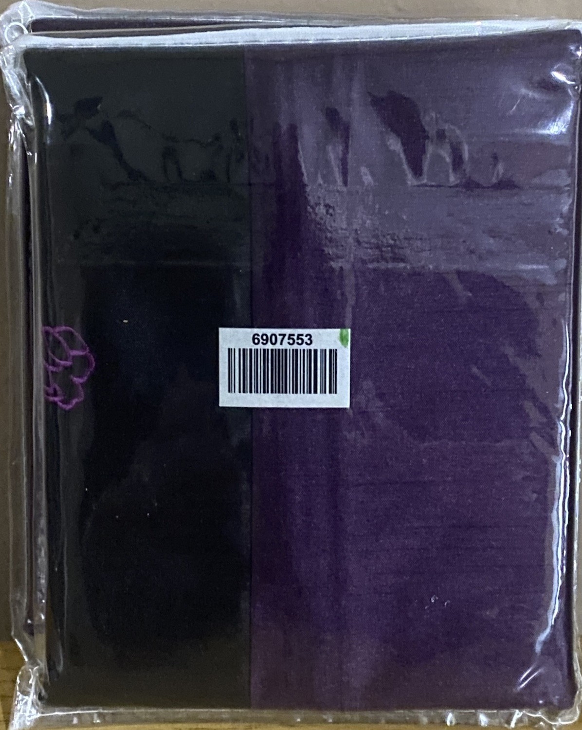 Curtain Valance 80” x 17” Black And Purple Embroidered Flowers Lot Of 2