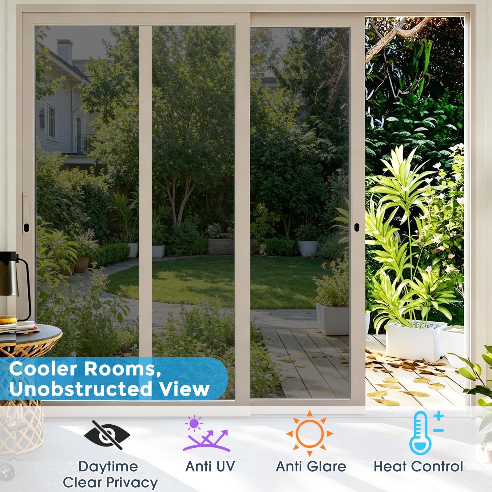 Coavas Window Privacy Film Daytime See Out Not 17.5 x 78.7 Inch, Black Silver