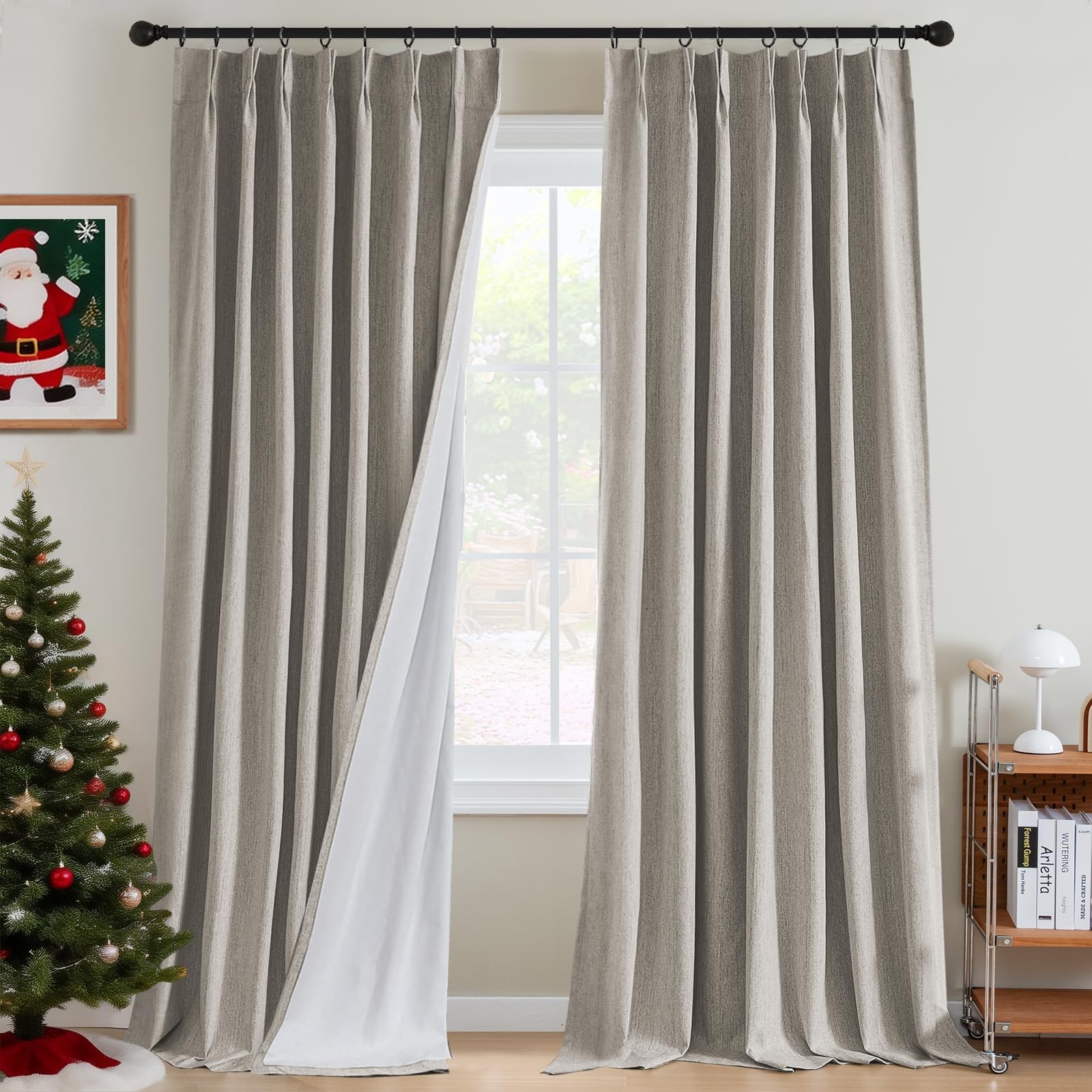 H.Versailtex Pinch Pleated Full Blackout Curtains Linen Blended Chenille