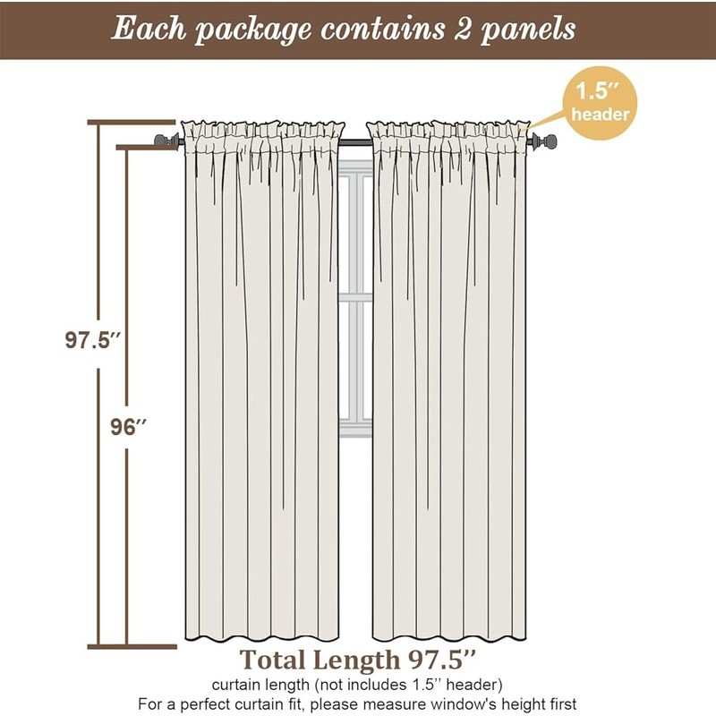 Sheer Polyester Curtains Living Room Bedroom Privacy Filter Light New