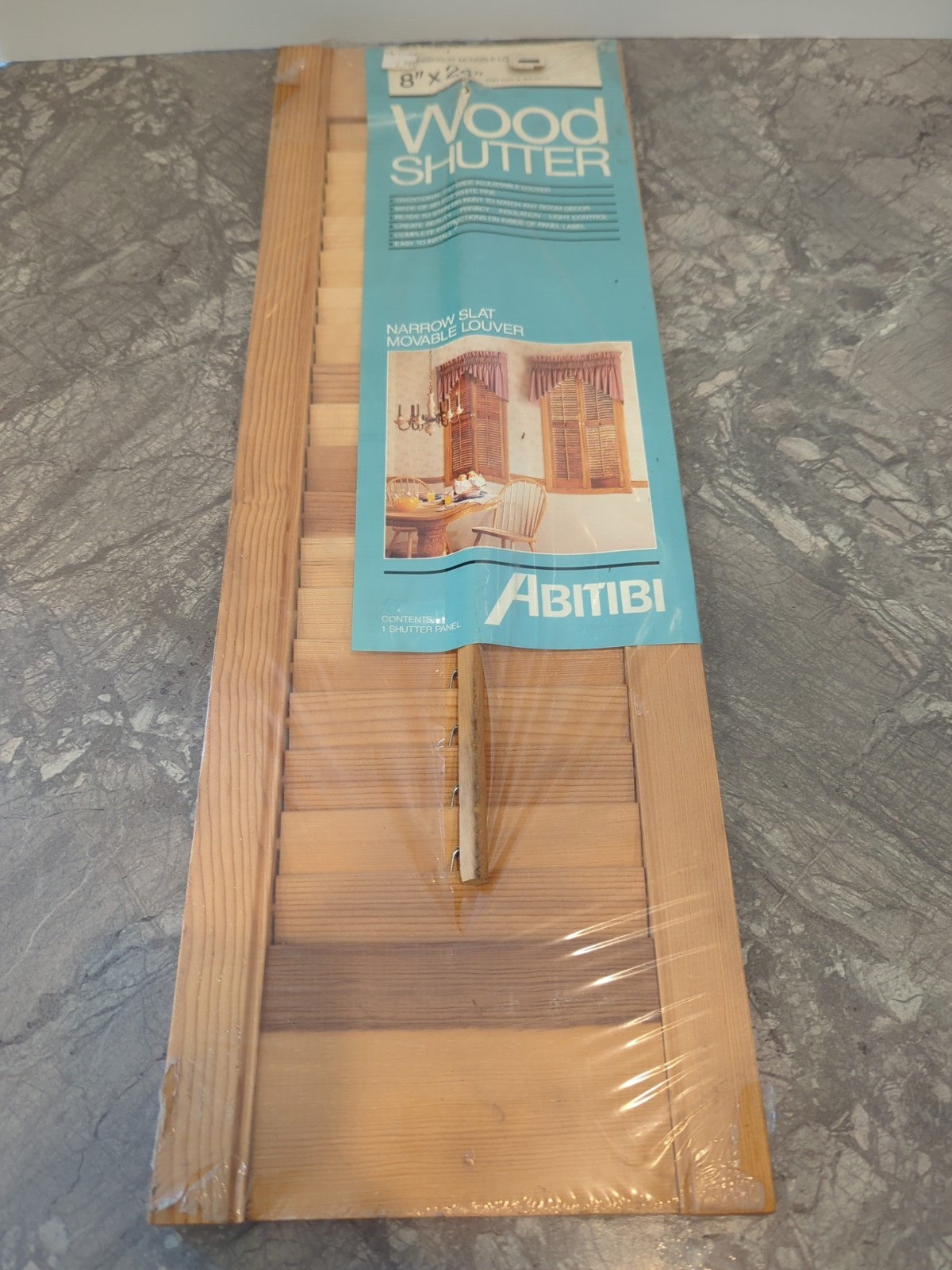 Vintage 1989 ABITIBI Wood Shutter Panel 8″ x 24″- Brand New