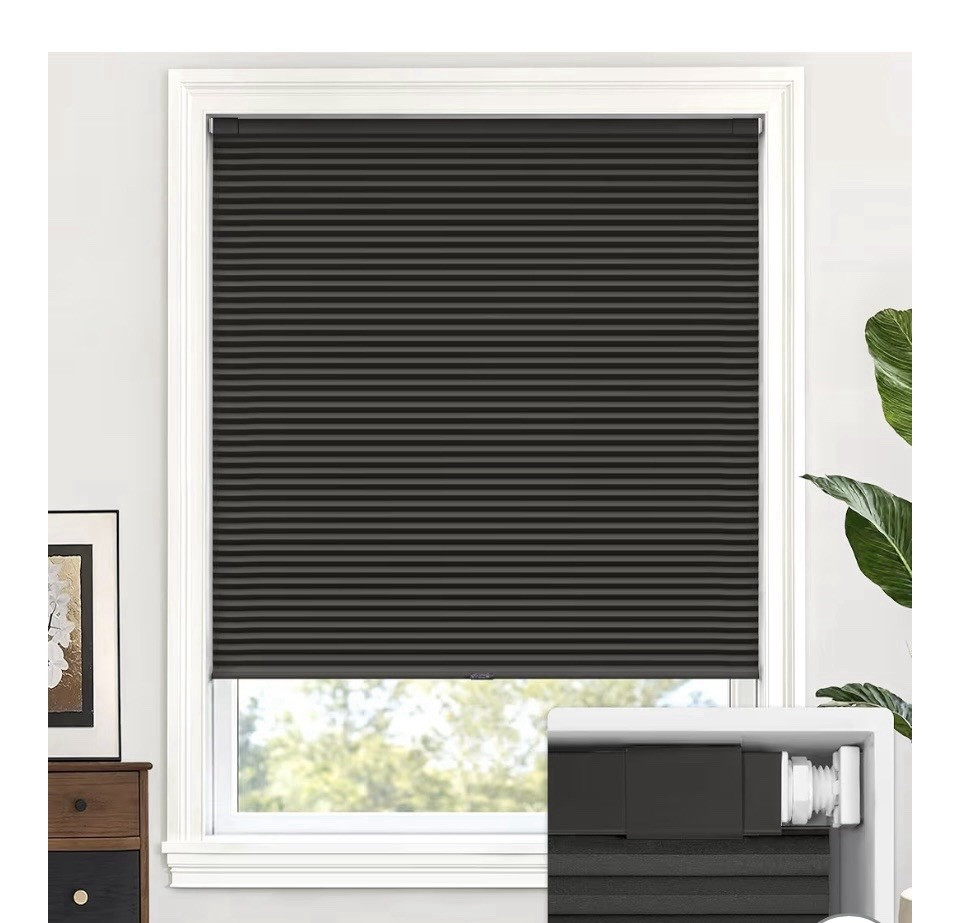 Black Cellular Blinds Blackout Window Frame Mounted Modern UV Protection 20”x64”