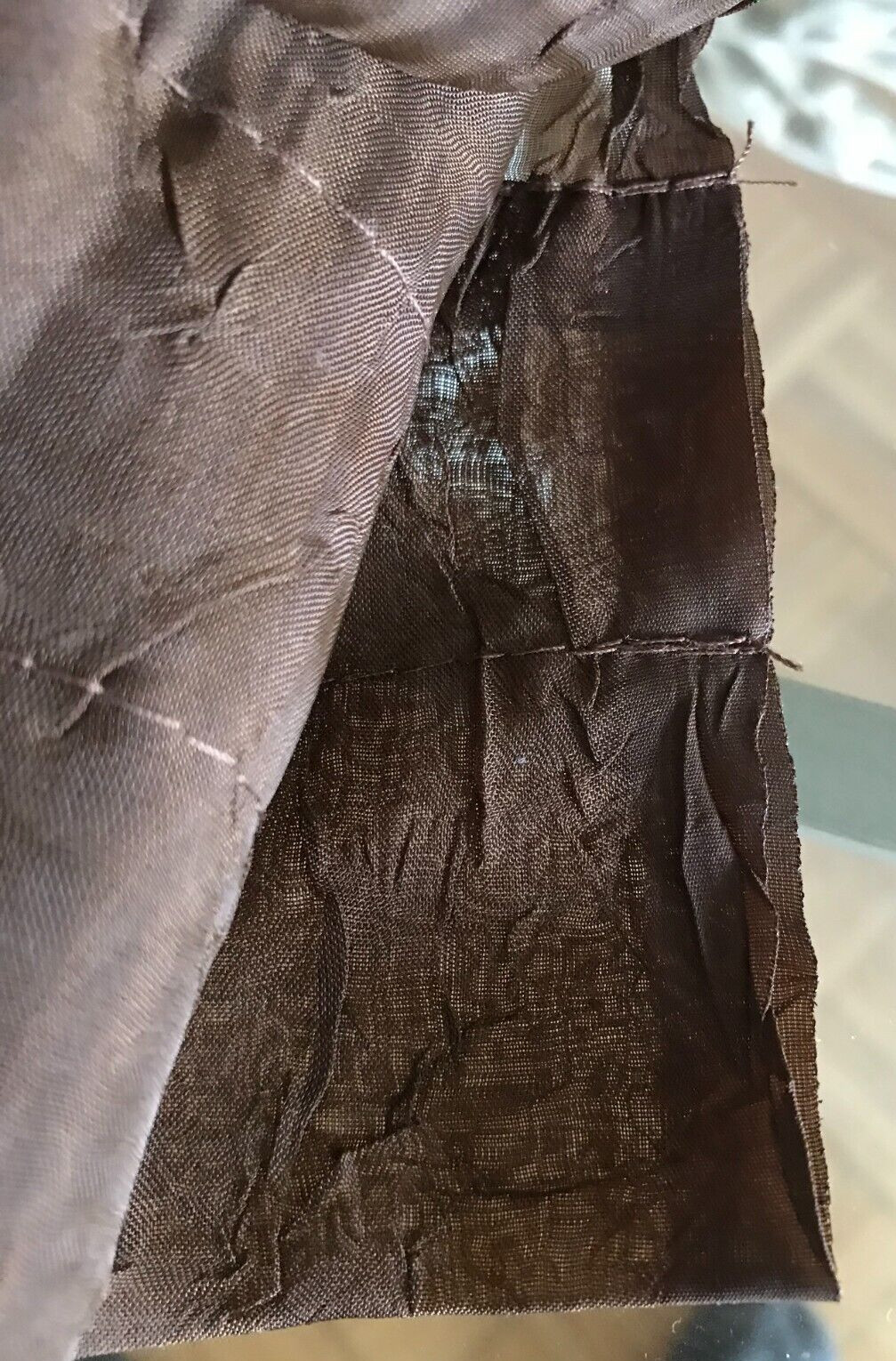 Panel Curtain Sheer Brown Crinkle Polyester – Approx. 56″ x 96″ – Pocket Top