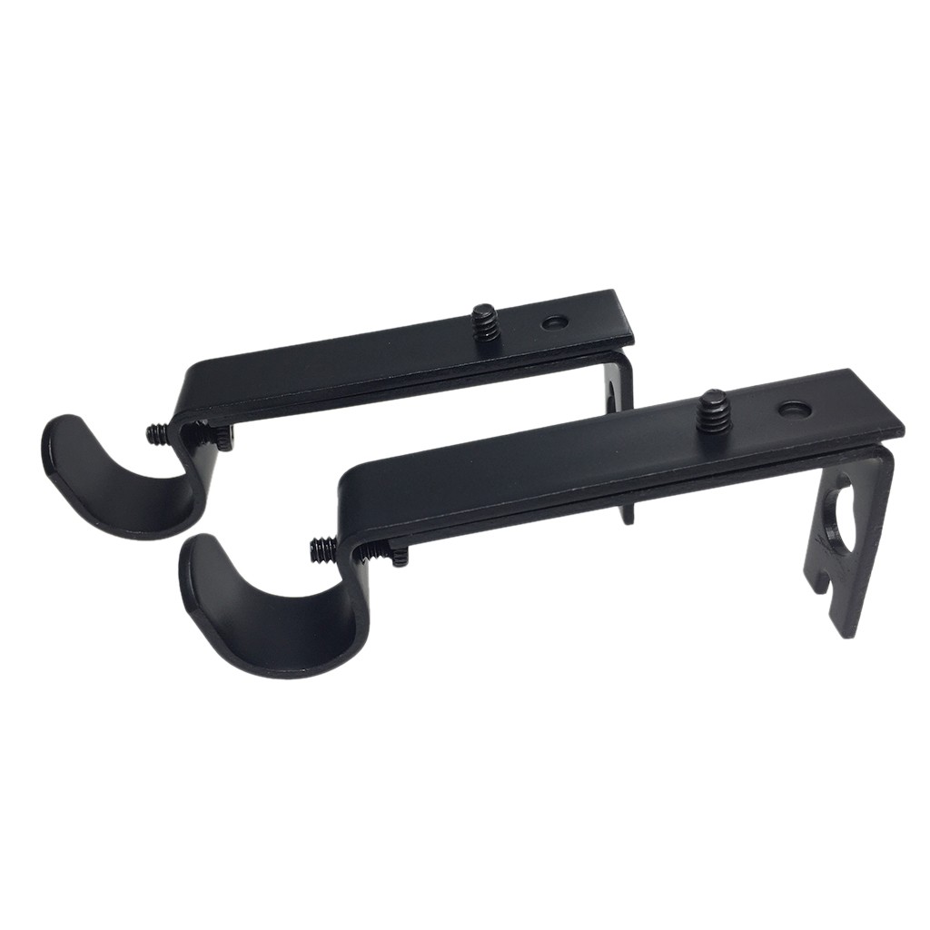 3Pcs/set Curtain Rod Bracket With Set Of Screws, Adjustable for Kitchen (Black)