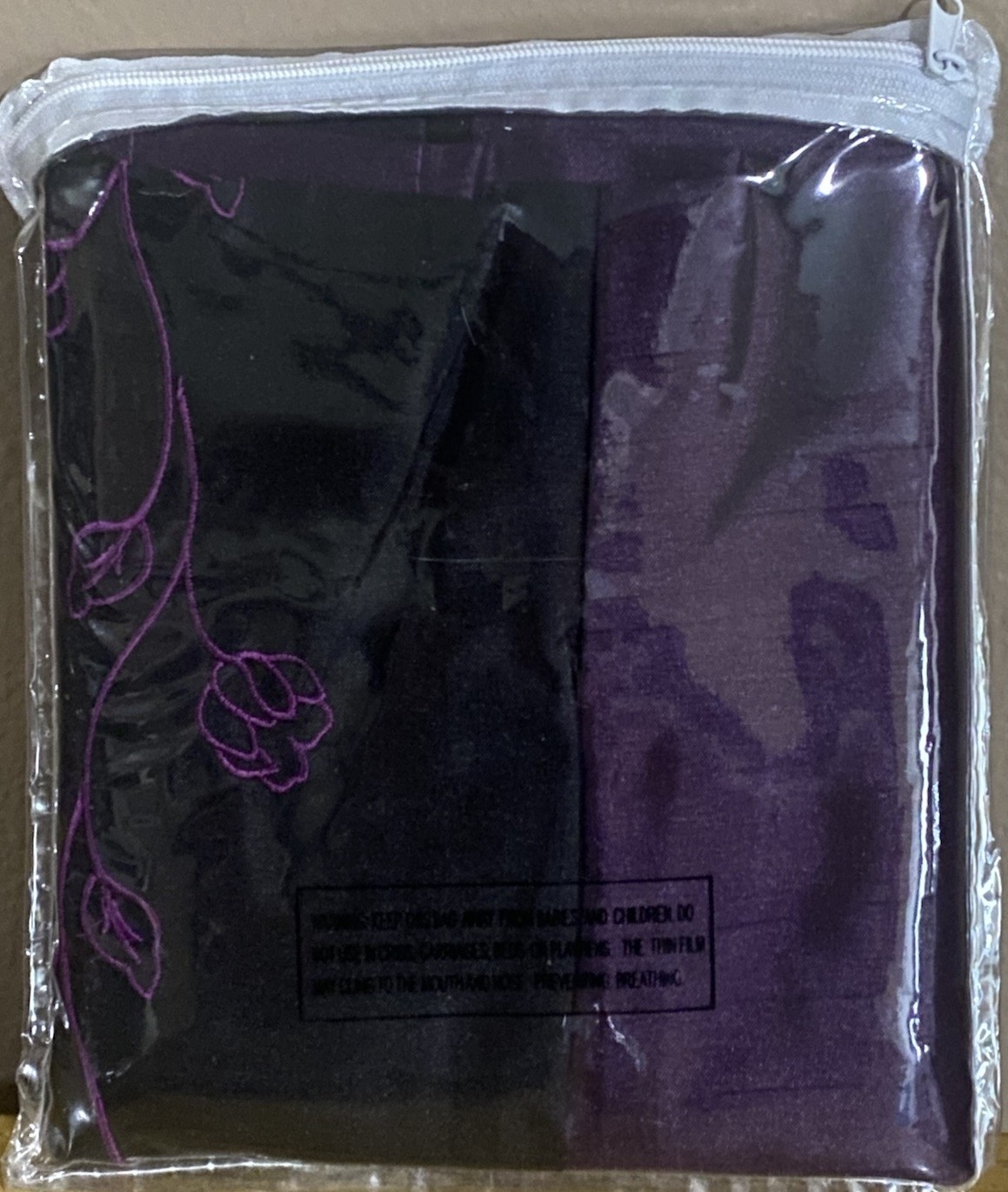 Curtain Valance 80” x 17” Black And Purple Embroidered Flowers Lot Of 2