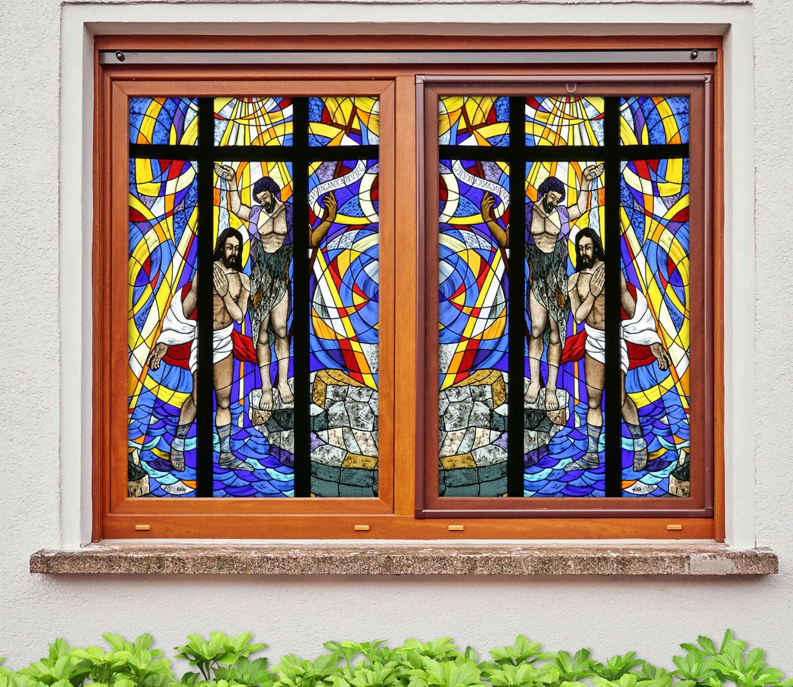 3D Men Religion ZHU465 Window Film Print Sticker Cling Stained Glass UV Zoe