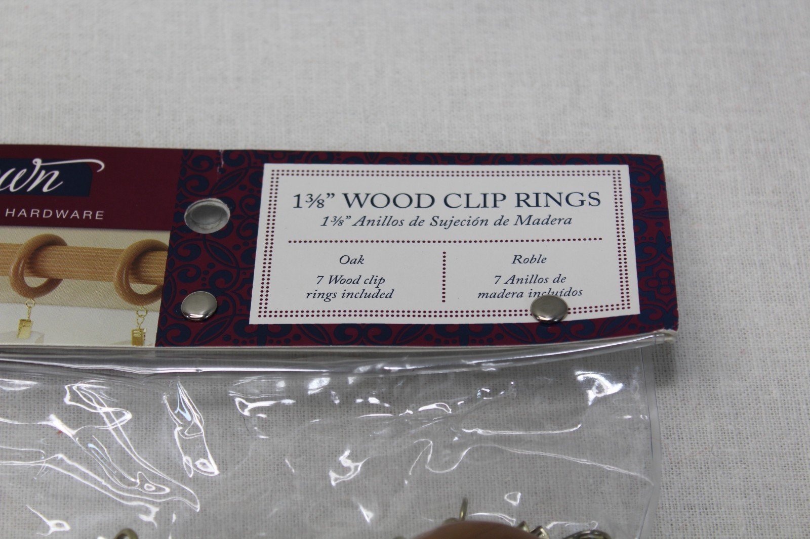 Lot of 63 Vtg Medium Brown Wooden Curtain Rod Drapery Rings w/Eye Hooks