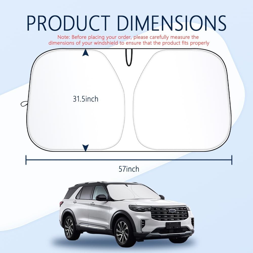 300T Thickened Automotive Glass Sunshade 57.08 x 31.5 inch Car Window Shade