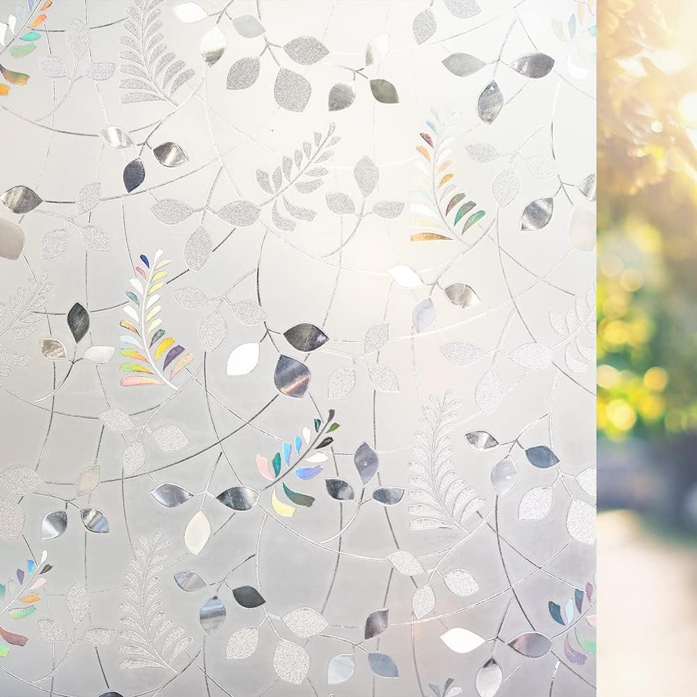 LEMON CLOUD Window Privacy Film Stained Static 17.5 x 78.7 Inch, 3d Leaf