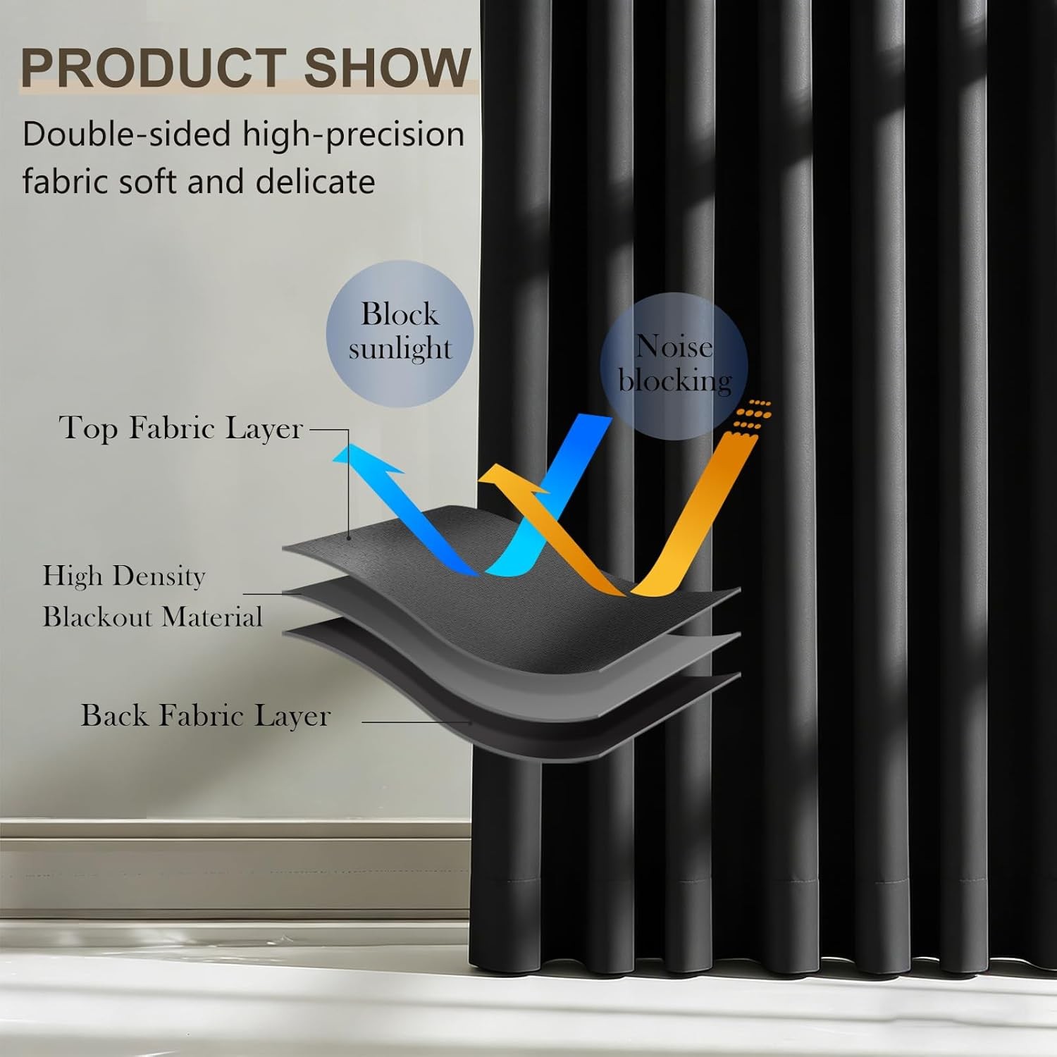 Room Divider Curtains, Blackout Ceiling Track Curtains with Hooks Wall Dividers