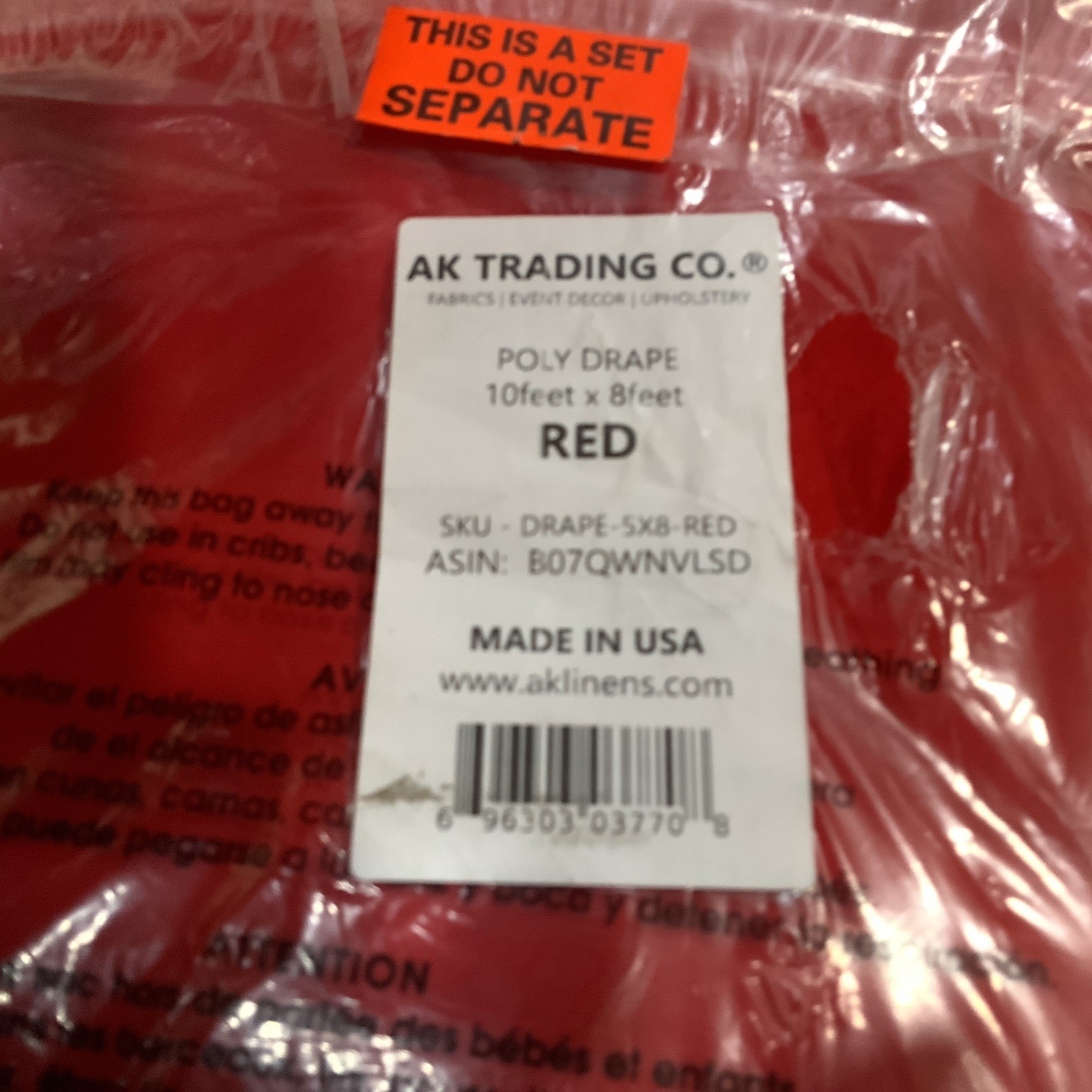 AK TRADING CO. 10 feet x 8 Polyester Backdrop Drapes Curtains Panels/Set RED