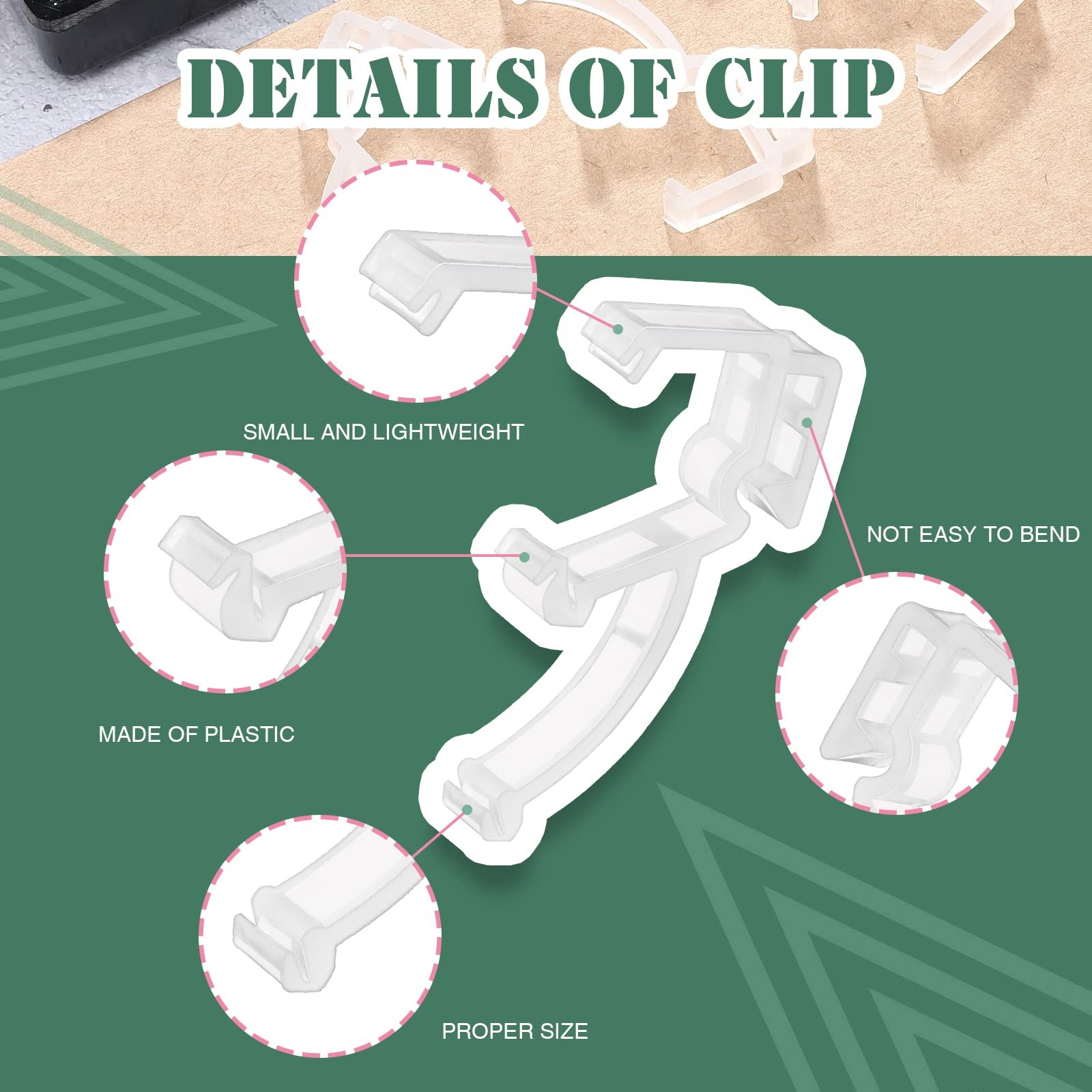 Blulu 20 Pcs 2 Inch Clear Valance Clips Hidden Window One Size, Transparent