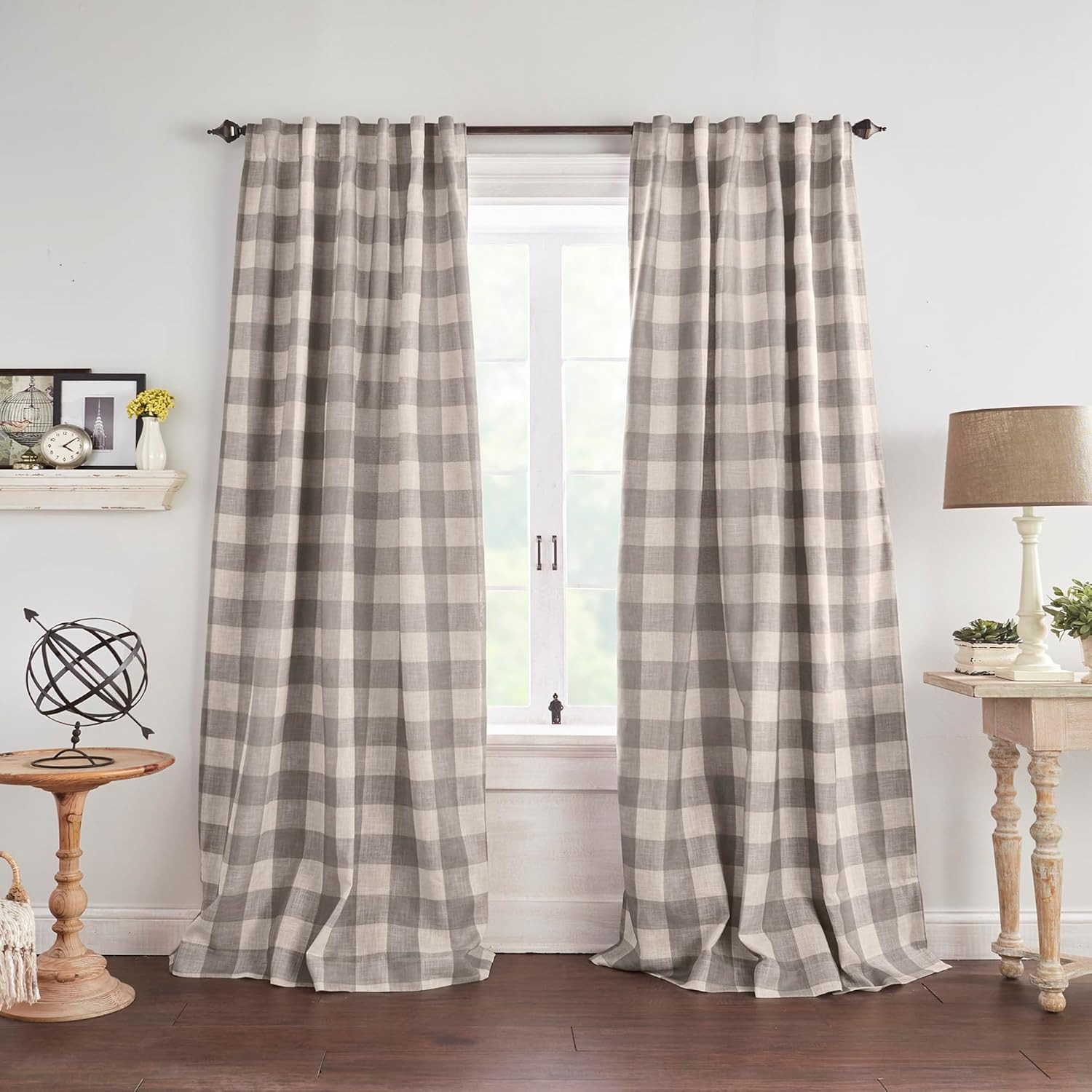 Grainger Buffalo Check Blackout Window Curtain, Gray – 52″ W X 84″ L