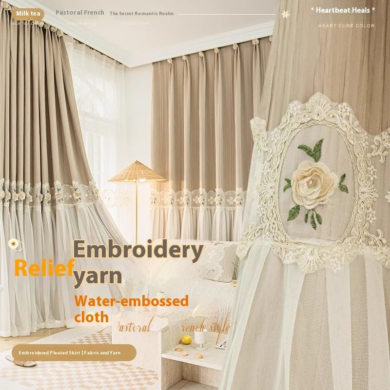 1PC Cloth and Yarn Integration Curtains,Home Curtains Blackout,Suitable for b…
