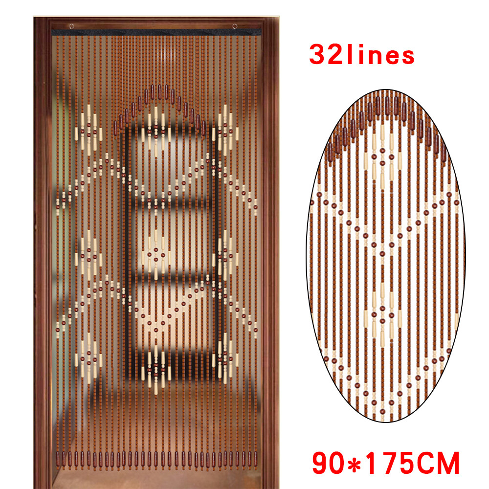 Bamboo Bead Curtain Doorway Porch Curtain Wooden Beaded String Curtain Screen US