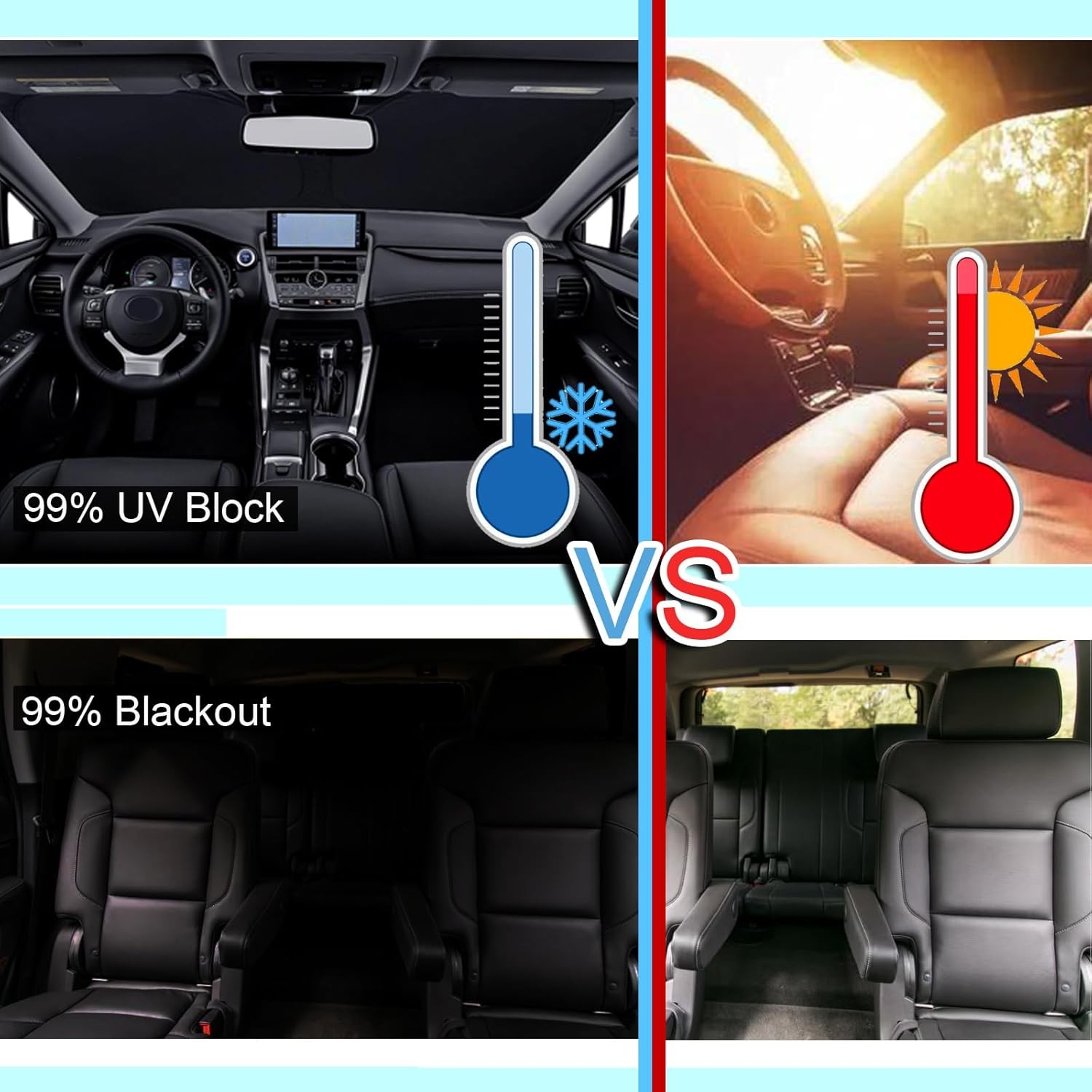 8pcs Full Window Sun Shades Custom Fit for Tesla Model Y 2020-2024