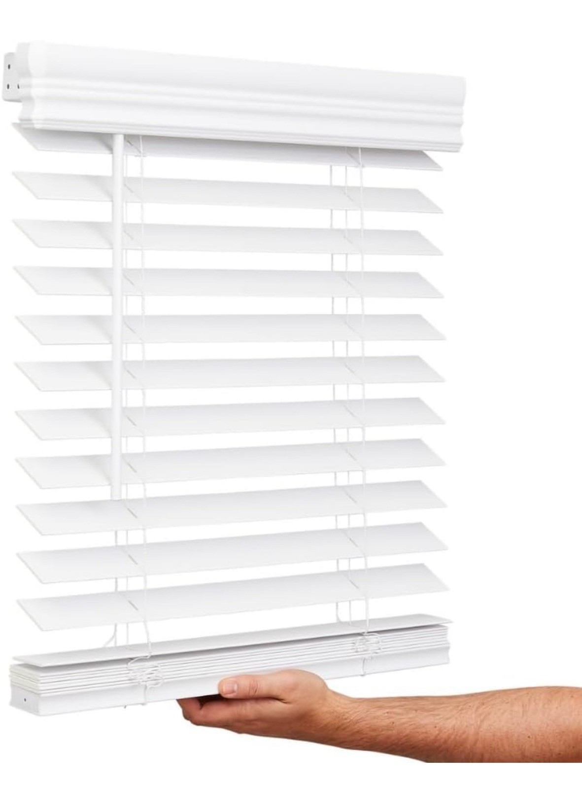 LOTUS & WINDOWARE Cordless Faux Wood Blinds, Smooth, Snow White, 2 Inch Horiz…