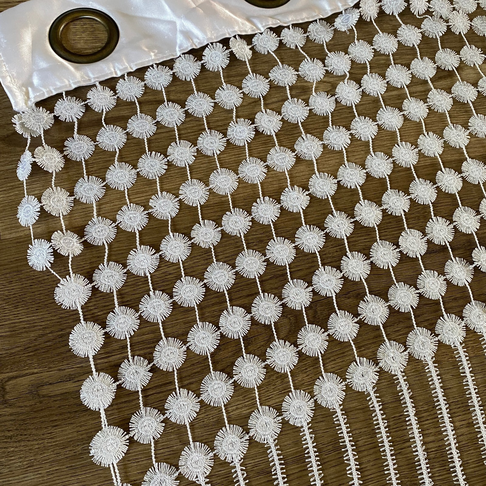 Silver Gray Boho Macrame Crochet Lace Sheer Curtain Panels Set of 2 82×55