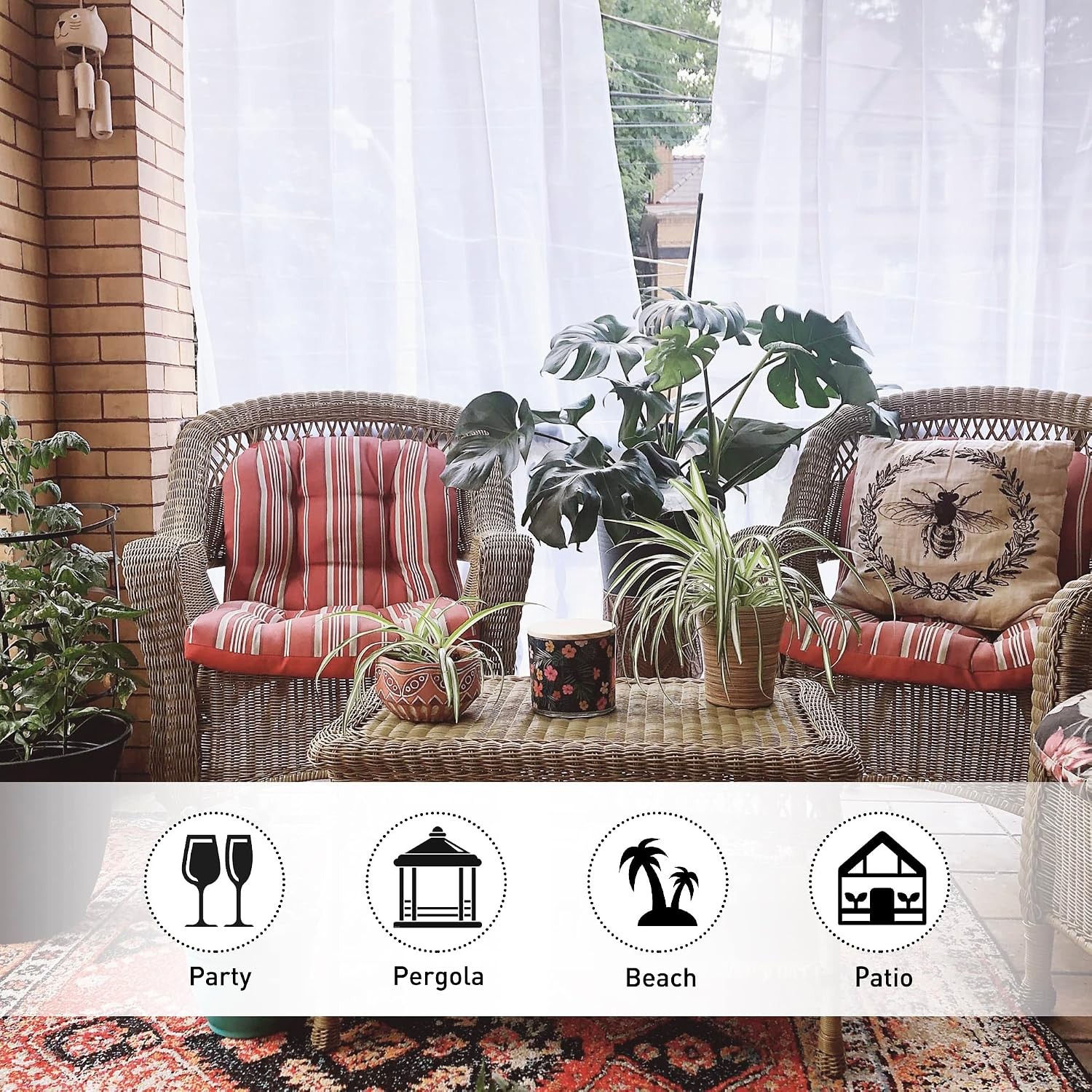 White Outdoor Waterproof Sheer Tab Top Patio Curtains 54″W x 84″L Pure White