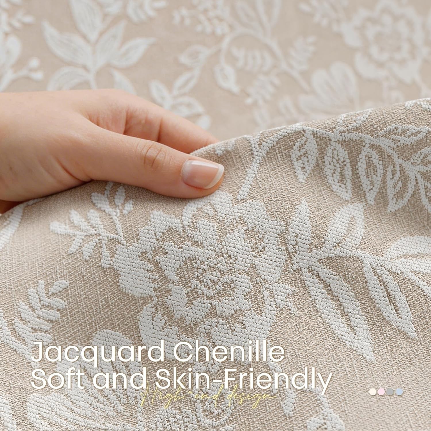 Floral Jacquard Blackout Curtains 72 Inches Long – Chenille Easy Install Grom…