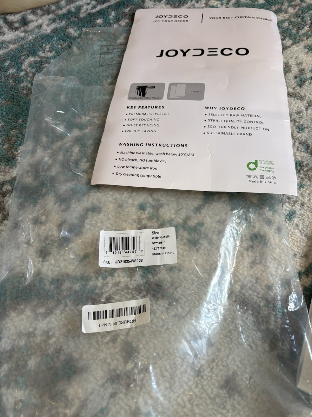 Joydeco Pair 52×102 Quality Cream Curtains Heavy To Keep Out Cold & Light New