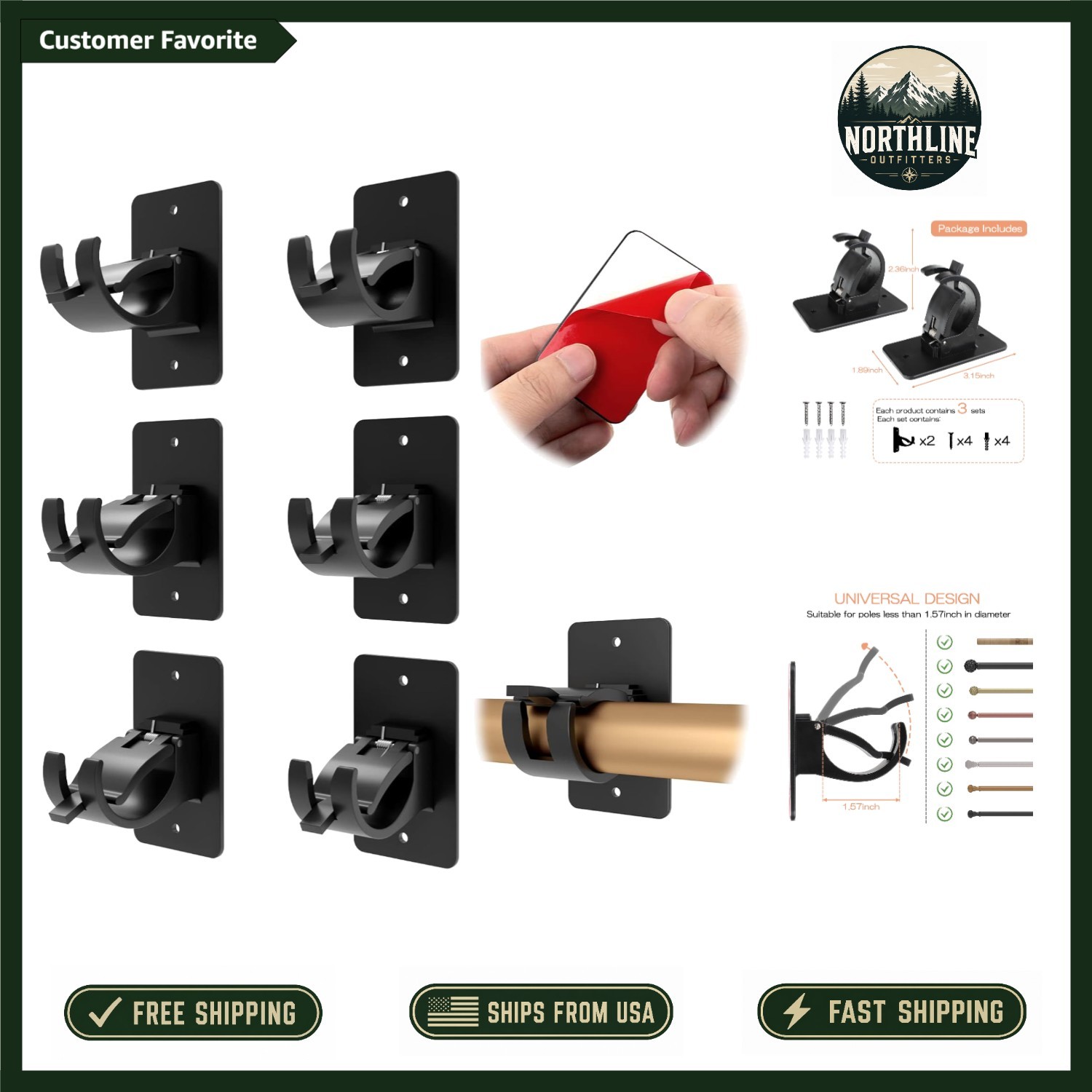 Versatile 6-Pack Self-Adhesive Curtain Holders – Perfect for Home and Office