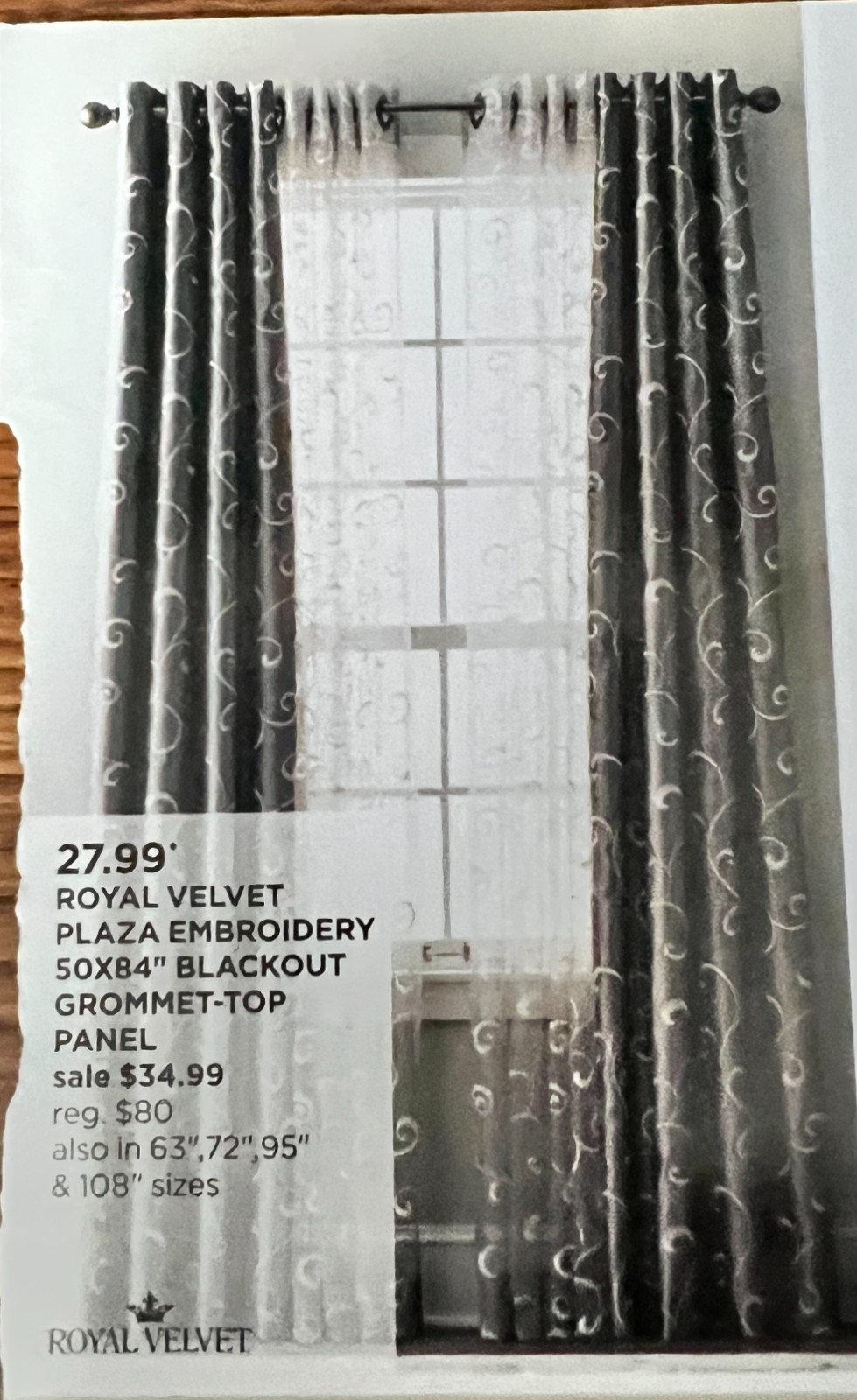 Royal Velvet Gray Grommet 4 Pc Panels 50 in x 84 in & 4 Sheer Panels (8 Pcs)
